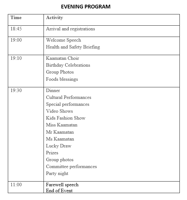 Evening program